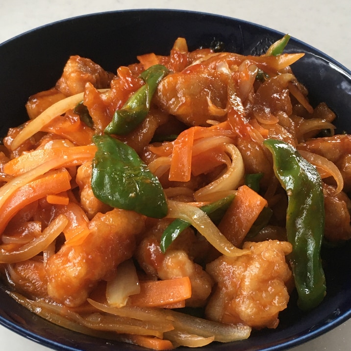 鶏もも肉と野菜の甘酢炒め♪